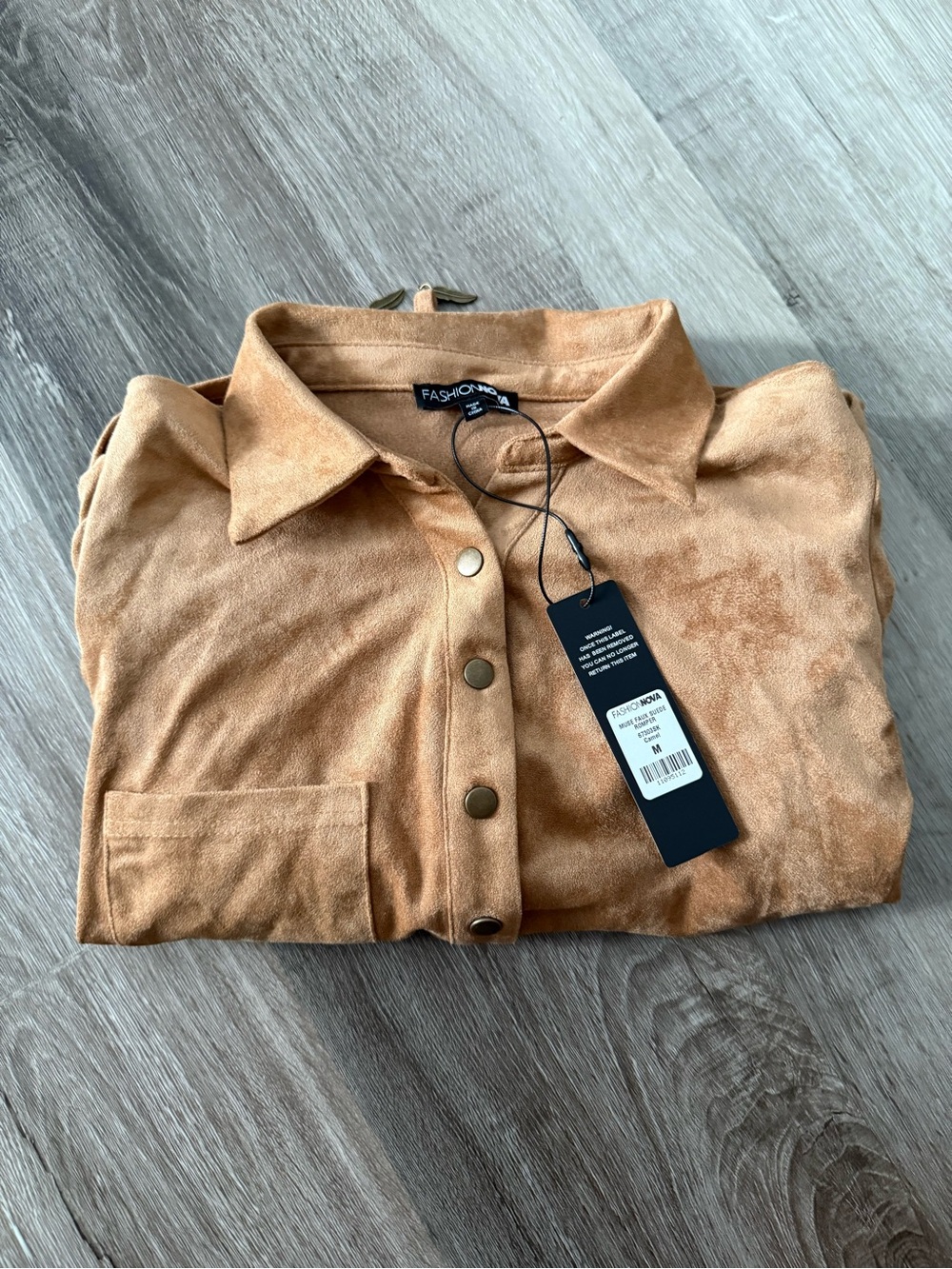 Fashion Nova Camel Suede-Look Two-Piece Romper Set - Picture 5 of 8
